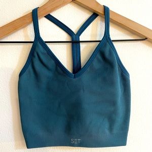 SETActive Sculptflex ribbed v top in teal, XS